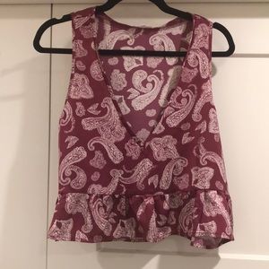 Paisley v neck crop top